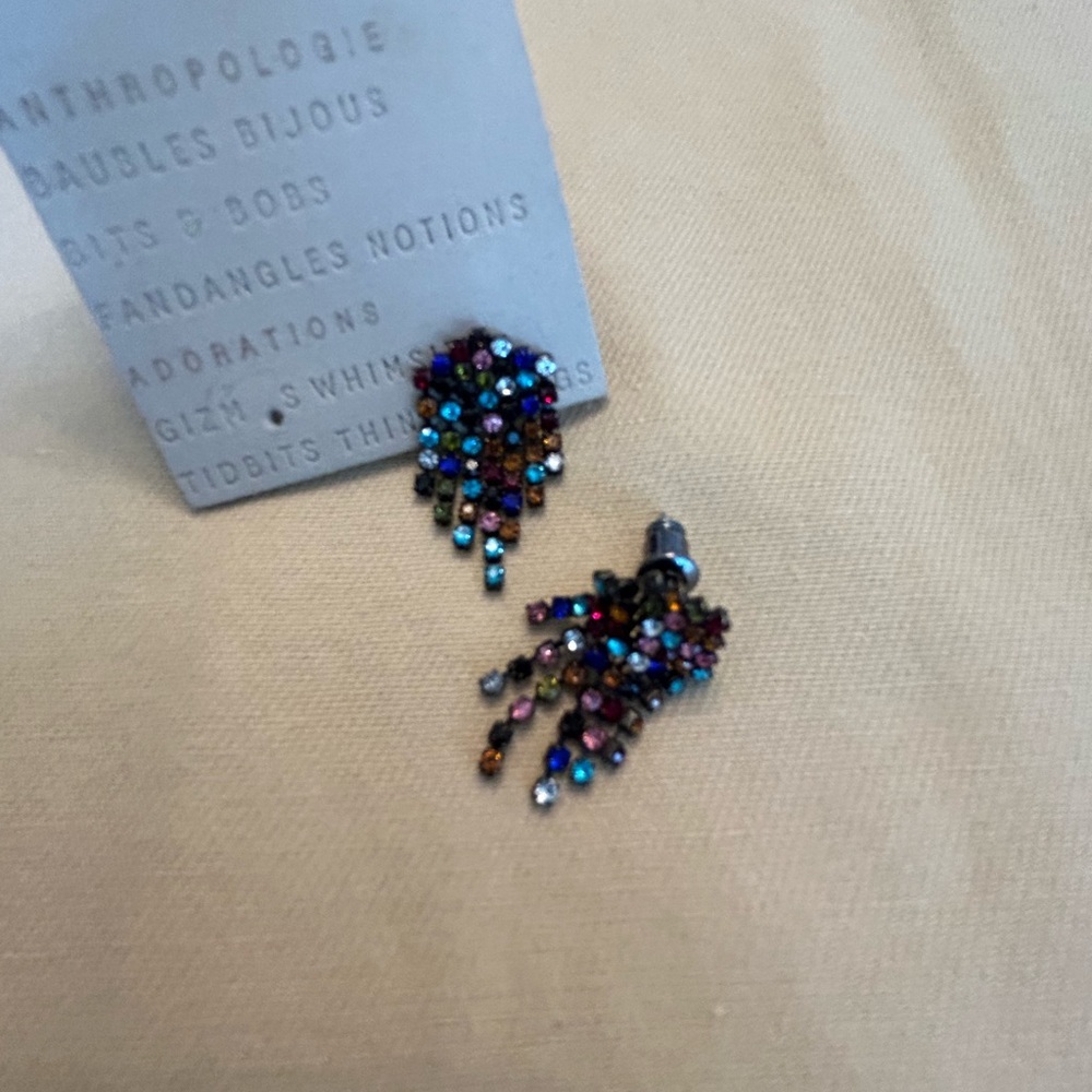 Anthropologie Blue and Purple Crystal Earrings - Picture 4 of 6